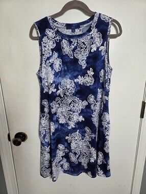 Apt 9 Blue paisley floral sleeveless dress Size Large
